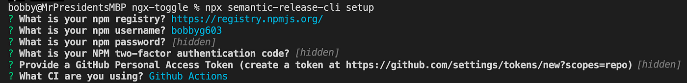 Terminal Output for Semantic Release CLI