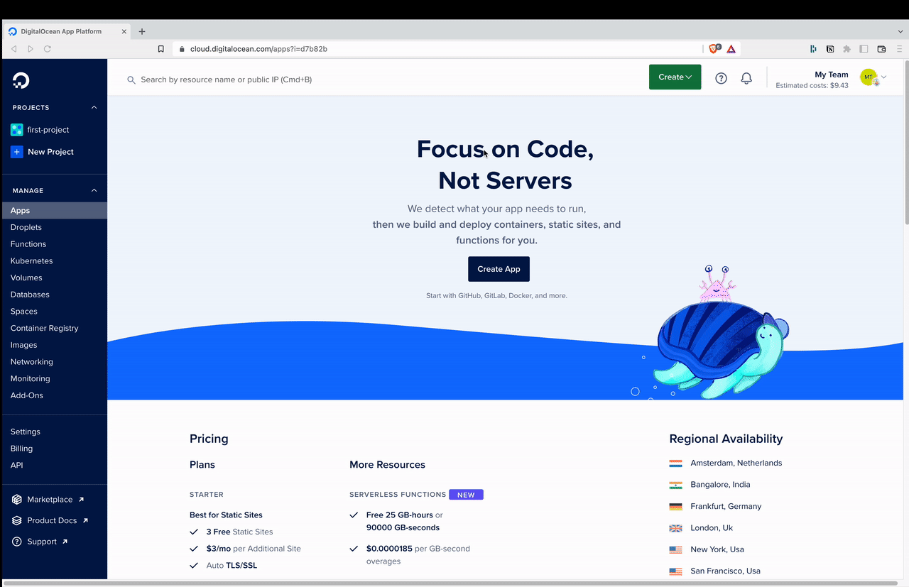 DigitalOcean Create App