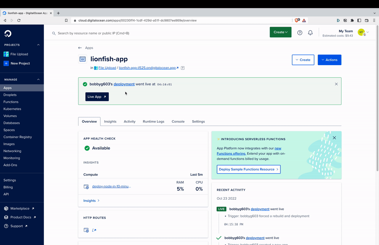 Home Route for the Live App